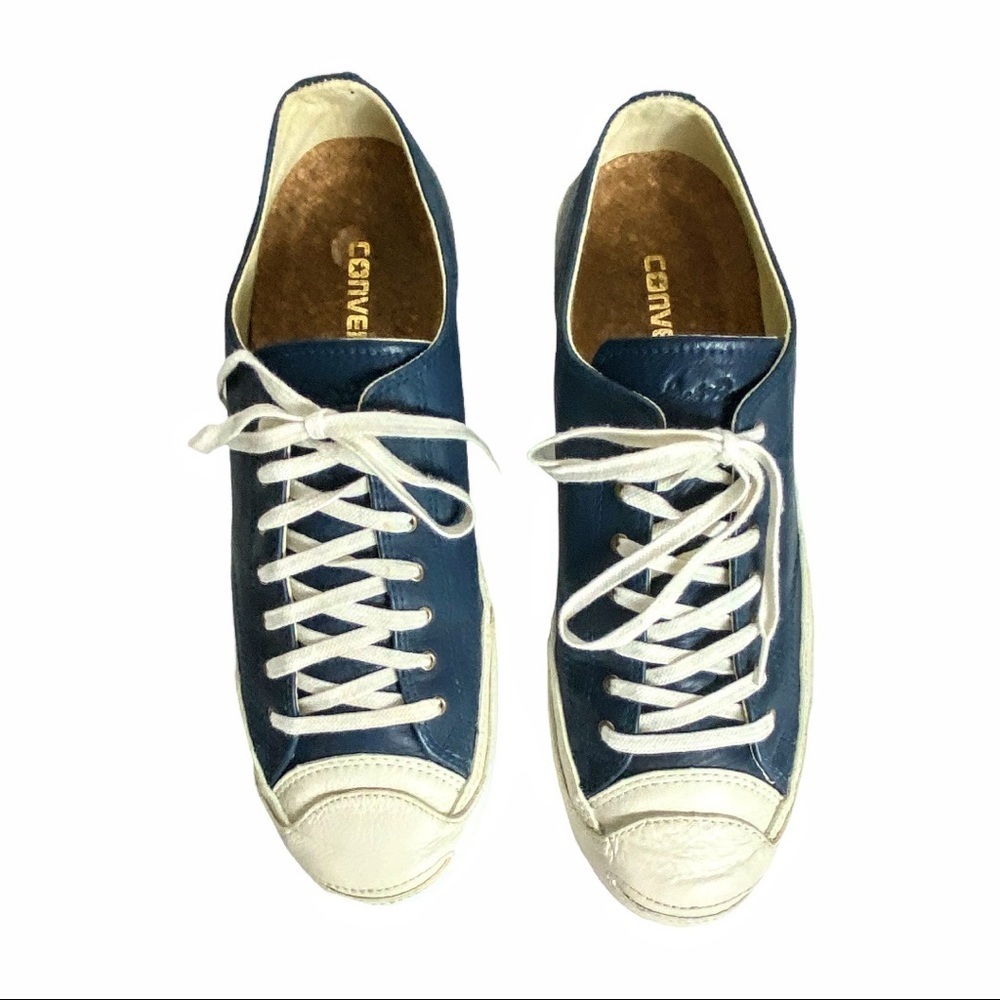 NWOT Converse Jack Purcell Blue Leather Low Top Sneakers - Picture 3 of 12